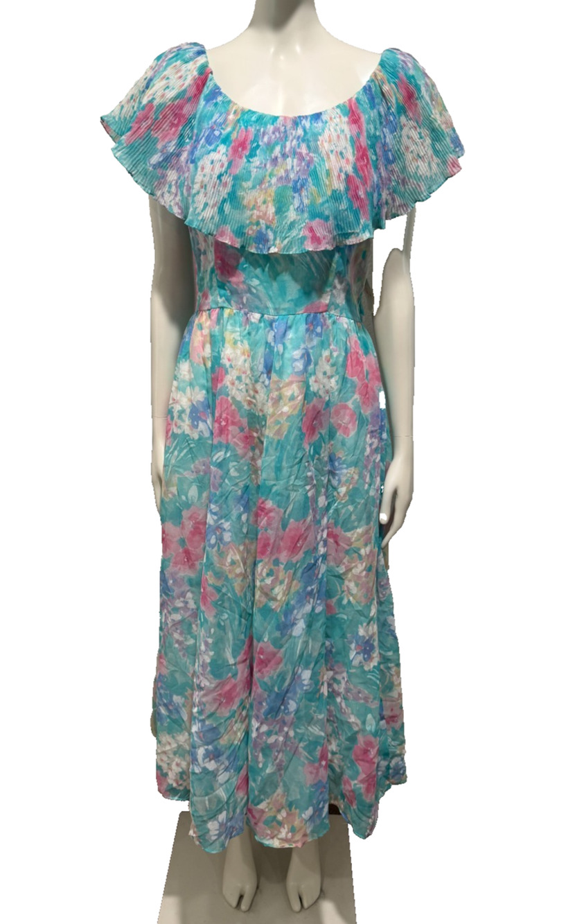 Vtg 80s LANZ Originals Summer Floral Garden Dress Frill Collar 6 CottageCore NWT
